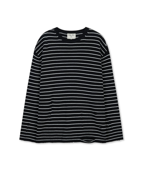 MATIN KIM MATIN KIM STRIPE DAMAGED LOOSE PULLOVER