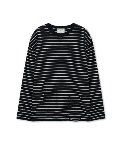 MATIN KIM STRIPE DAMAGED LOOSE PULLOVER