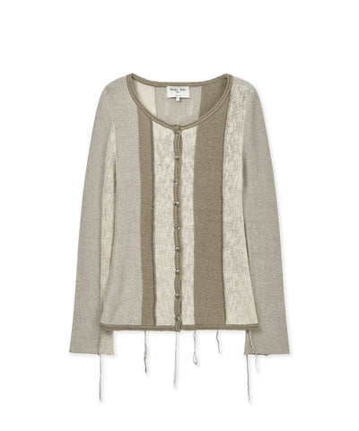 MATIN KIM Color Block Slim Knit Cardigan