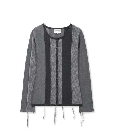 MATIN KIM Color Block Slim Knit Cardigan