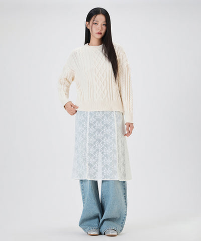 MIXXO Aran Cable Pullover Women Size C
