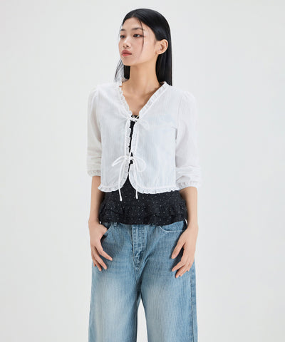 MIXXO Frill Cardigan Type Blouse