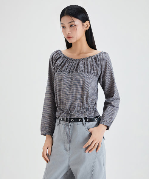 MIXXO MIXXO Check Shirring Blouse Size C