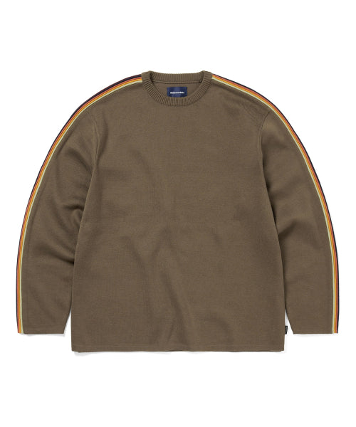THISISNEVERTHAT THISISNEVERTHAT Striped Sleeve Knit Crew Brown