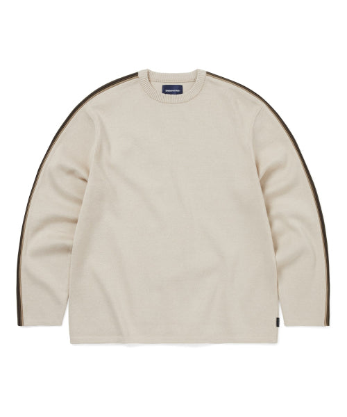 THISISNEVERTHAT THISISNEVERTHAT Striped Sleeve Knit Crew Ivory