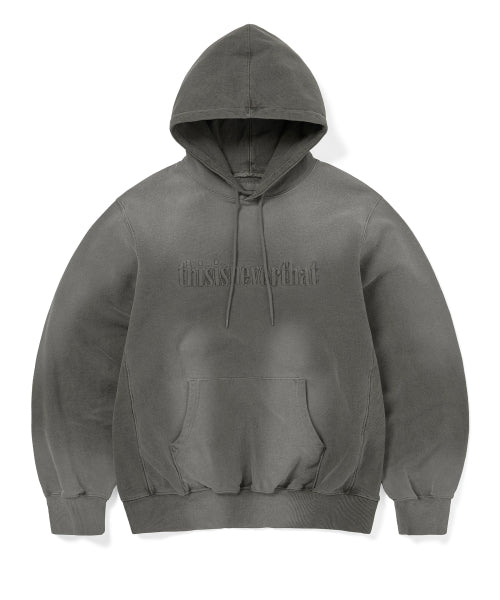 THISISNEVERTHAT THISISNEVERTHAT Overdyed Embroidery Hoodie Charcoal