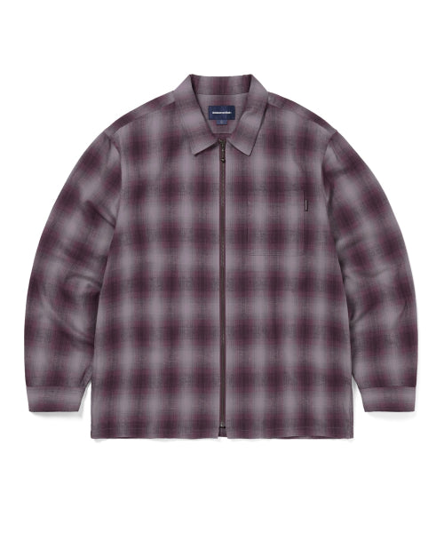 THISISNEVERTHAT THISISNEVERTHAT Nep Check Zip Shirt Burgundy
