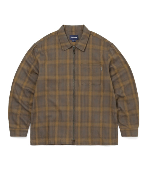 THISISNEVERTHAT THISISNEVERTHAT Nep Check Zip Shirt Brown
