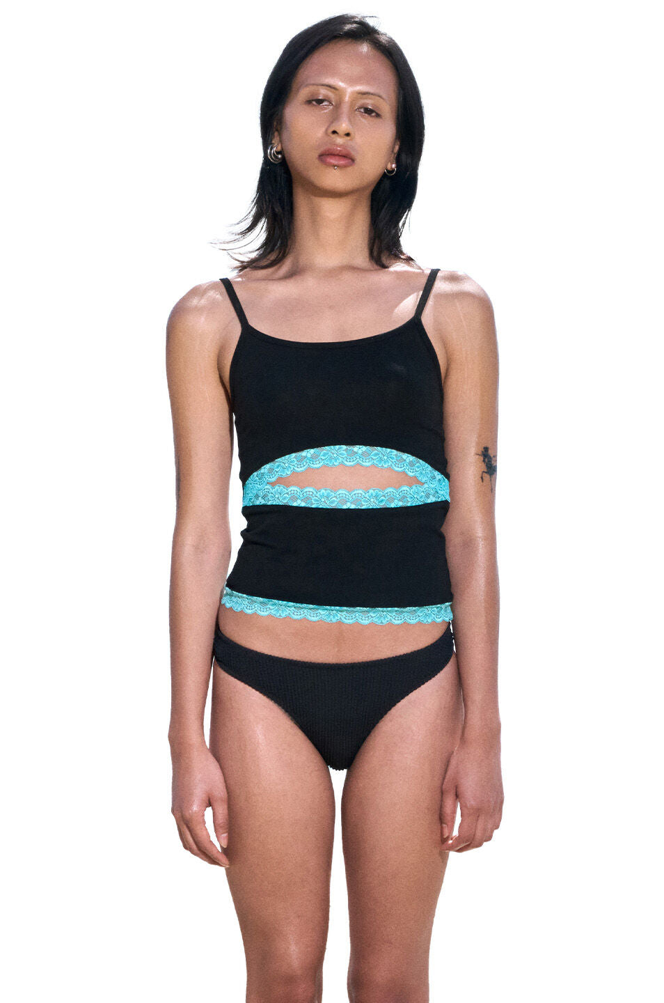 ODLYWORKSHOP Lace Cutout Tank, Ink