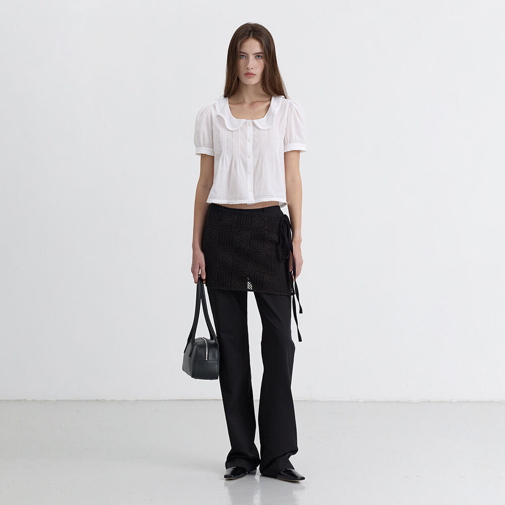 DUNST FRILL COLLARED BLOUSE WHITE_UDBL5B225WT