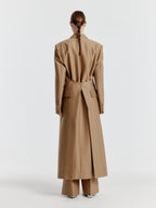EENK YALE Peaked lapel Tailored Long Coat - Beige
