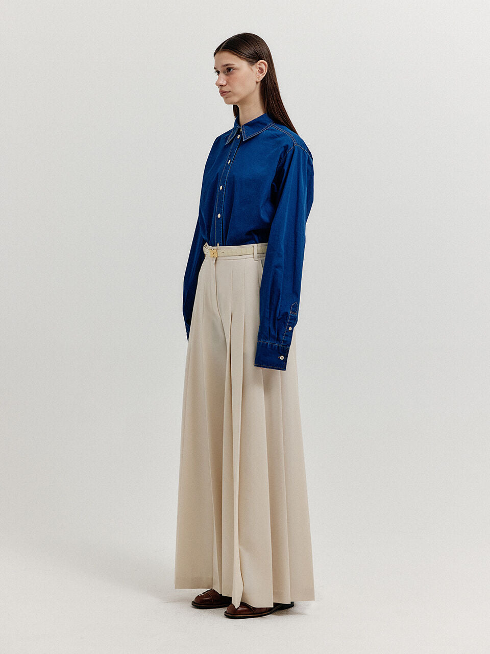 EENK EENK XLEAT Pleated Wide Pants - Ivory