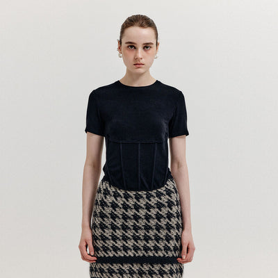 EENK XESLEY Short Sleeve Bustier T-shirt - Black