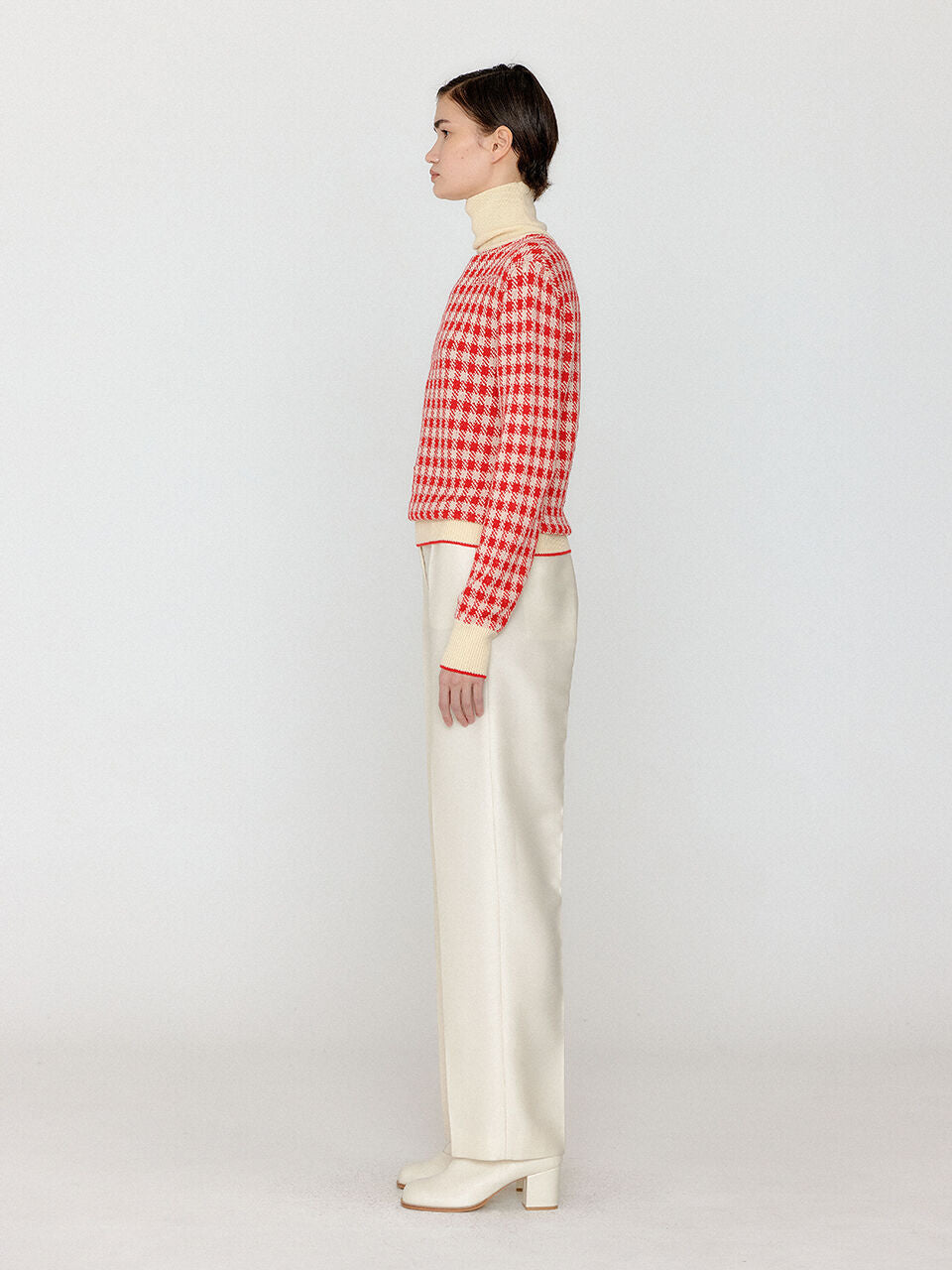 EENK EENK VINKY Gingham Check Knit Pullover - Red/Ivory