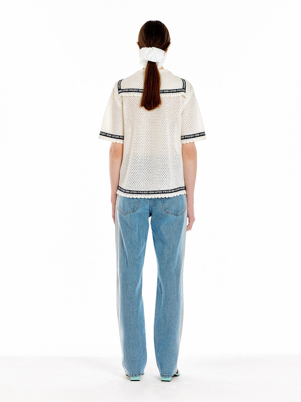 EENK EENK UTI Lettering Point Knit Top - Ivory/Black