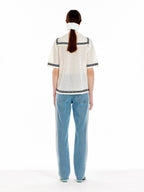 EENK EENK UTI Lettering Point Knit Top - Ivory/Black
