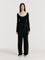 EENK YOU Contrast Long Sleeve Jersey Top - Black