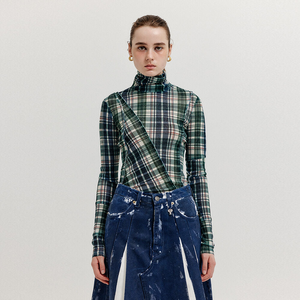 EENK XOL Paneled Turtleneck Top - Navy Multi
