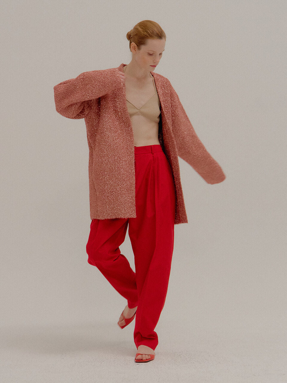 EENK EENK POBE Oversized Metallic Ribbed-knit Cardigan