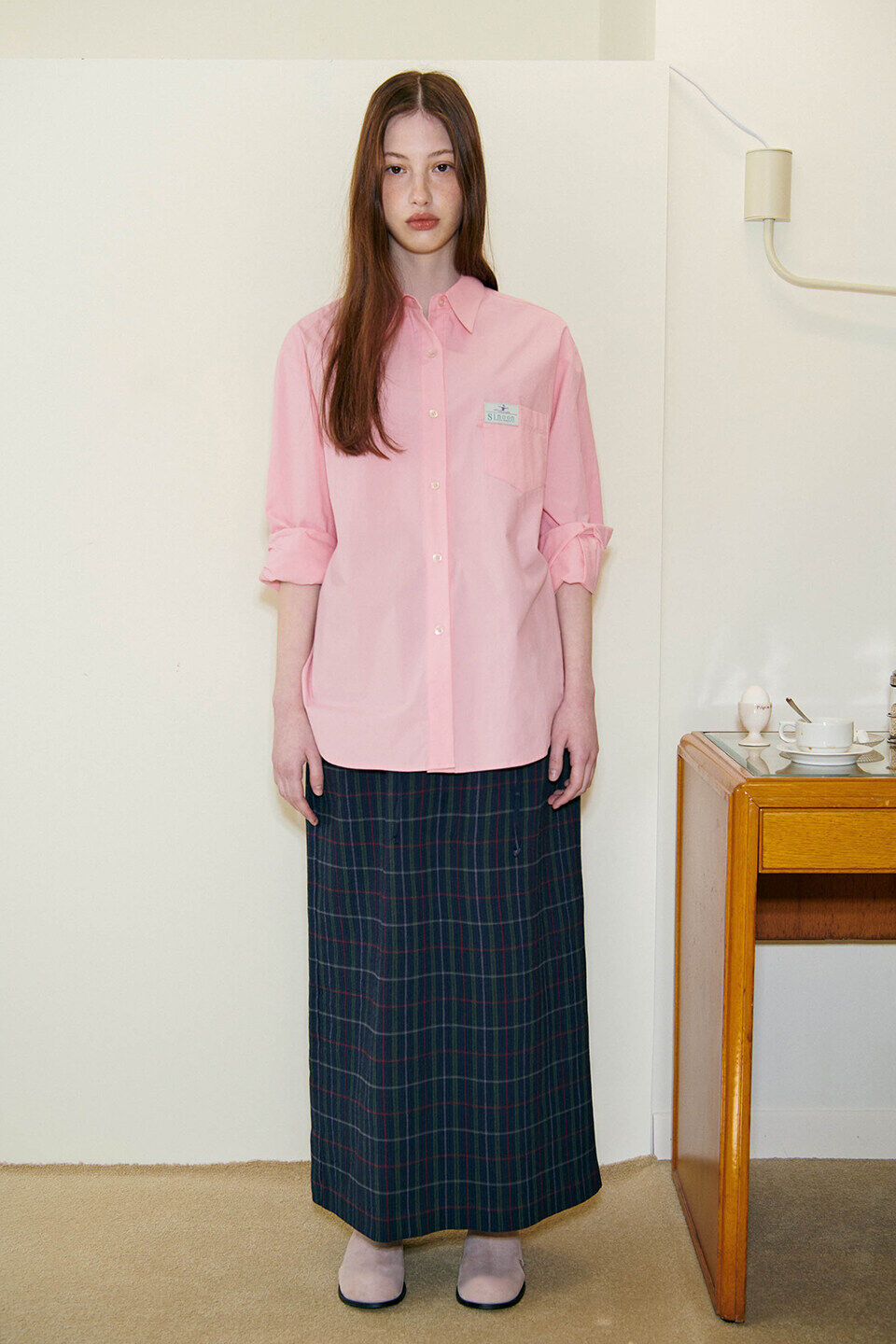 SINOON Classic Cotton Shirt (Light Pink)
