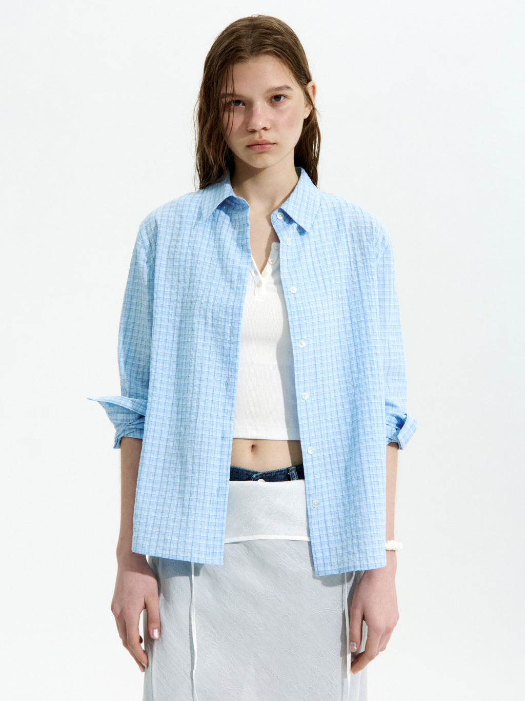 LOW CLASSIC Lc CHECKED REGULAR-FIT SHIRT_SOFT BLUE_LC252SH06B2