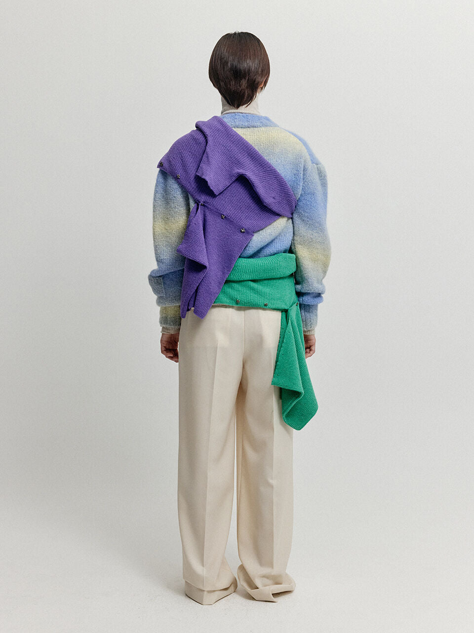 EENK EENK XARA Gradation Striped Knit Pullover - Yellow/Purple