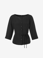 V'NY STUDIO Boat neck belted blouse_YC4SSEA