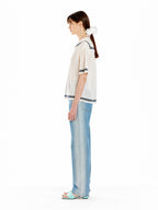 EENK EENK UTI Lettering Point Knit Top - Ivory/Black