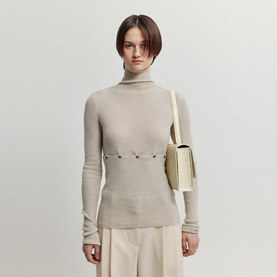 EENK XEEP Separable Knit Turtleneck - Beige