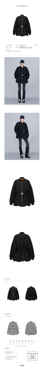YCH BELTED BOMBER JACKET BLACK (W23OT014BK)
