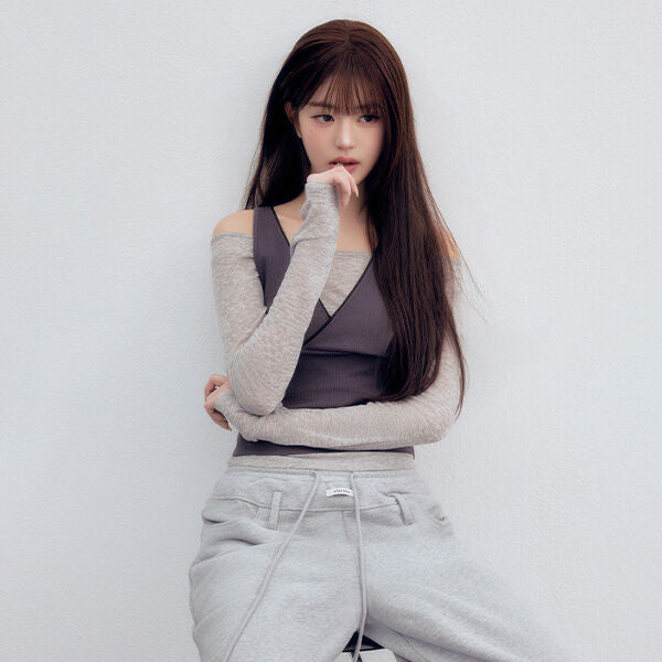 rolarola NUBASIC LAYERED SLEEVELESS SET GY+CH