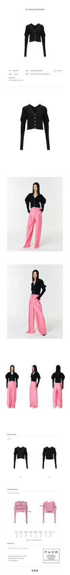 YCH OFF-SHOULDER CARDIGAN BLACK (F23KT803BK)