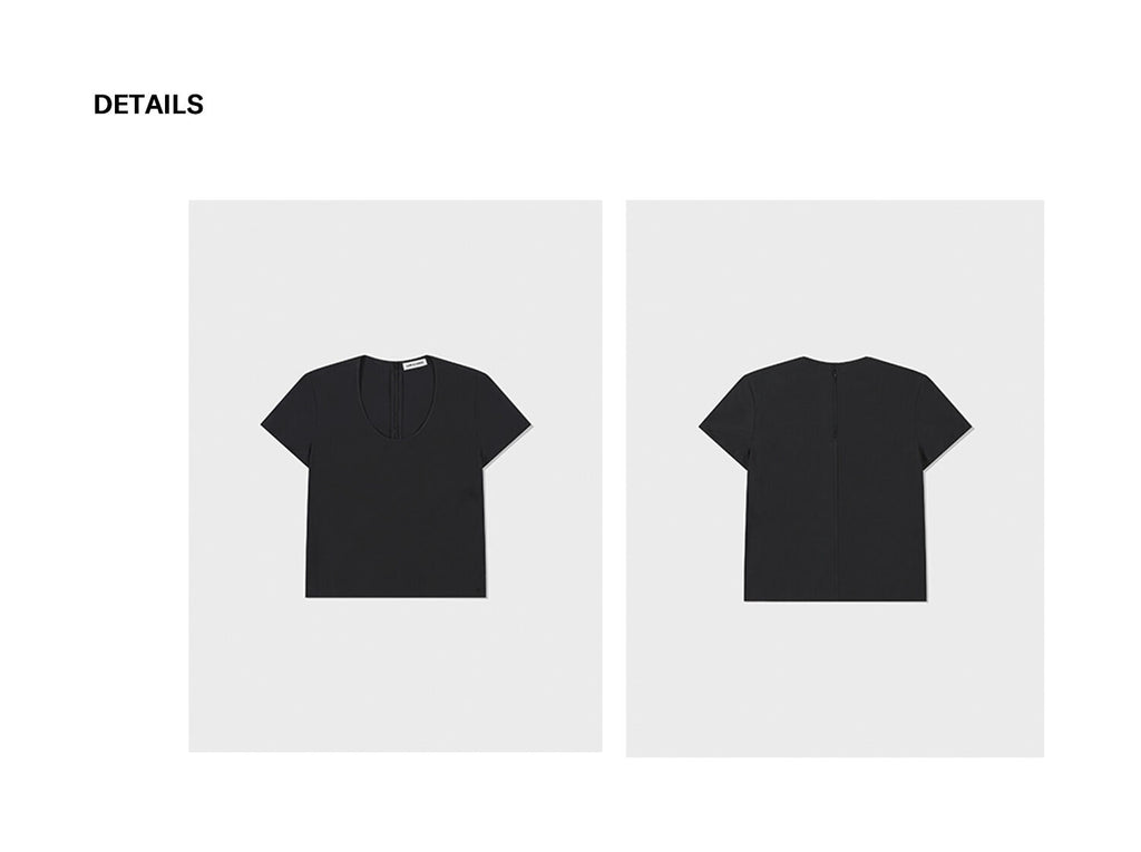 LOW CLASSIC U-NECK LOGO BLOUSE_BLACK_LW251BL04BK