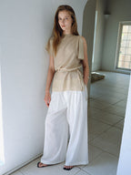 OVBEIGE FLAP SLIT BUTTON BLOUSE_BEIGE_OF2C2XBS01BEG