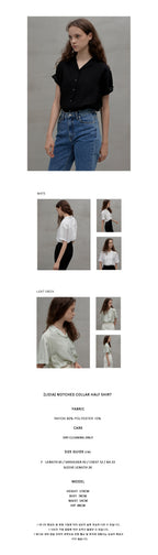 LANG5 [LIDIA] NOTCHED COLLAR HALF SHIRT [Lidia] Notched collar short-sleeved shirt