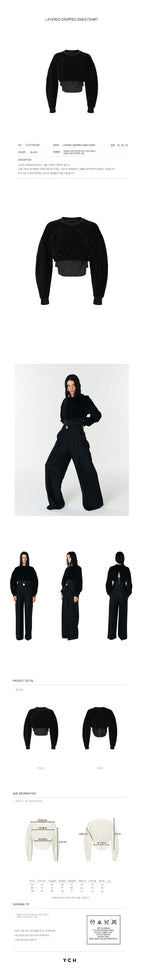 YCH LAYERED CROPPED SWEATSHIRT BLACK (F23TO902BK)