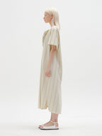 EENK STACEY Short Sleeve Dress - Light Beige Stripe
