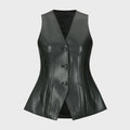 YCH FAUX LEATHER SLIMFIT VEST BLACK (W24VT3021BK)
