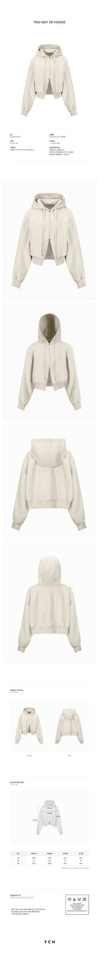 YCH TWO-WAY ZIP HOODIE LIGHT GREY (W24OT0131LG)