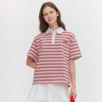 MARIECLAIRE Striped rugby collar short sleeve t-shirt (MAGBTS38MPK)