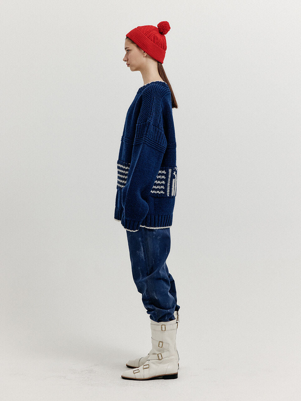 EENK EENK XANTHE Jacquard Knit Pullover - Navy
