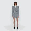 EENK EENK WENDEL Double-Belted Pleated Mini Skirt - Ivory/Navy Check