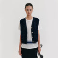 EENK Logo Jacquard Knit Vest - Navy