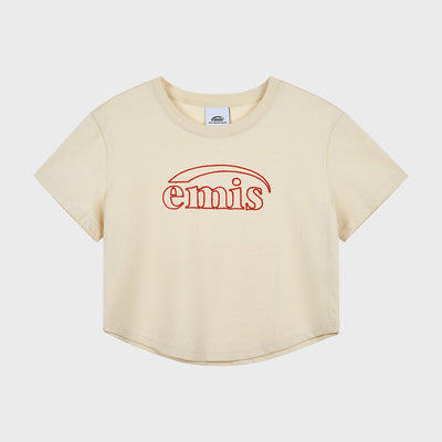 CHAIN STITCH T-SHIRT-BEIGE/RED