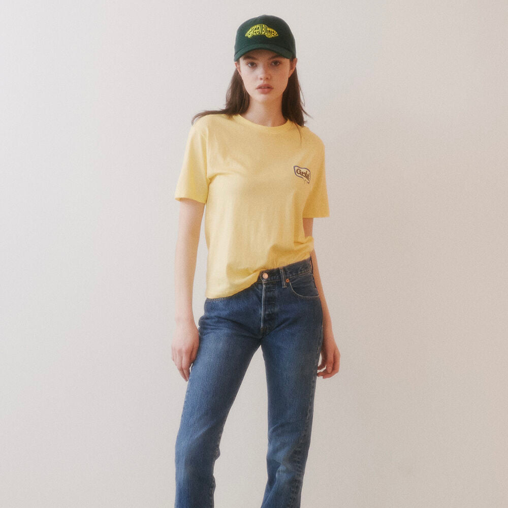 GREENBUTTER Pigment Stitch Point Logo Tee (Yellow)