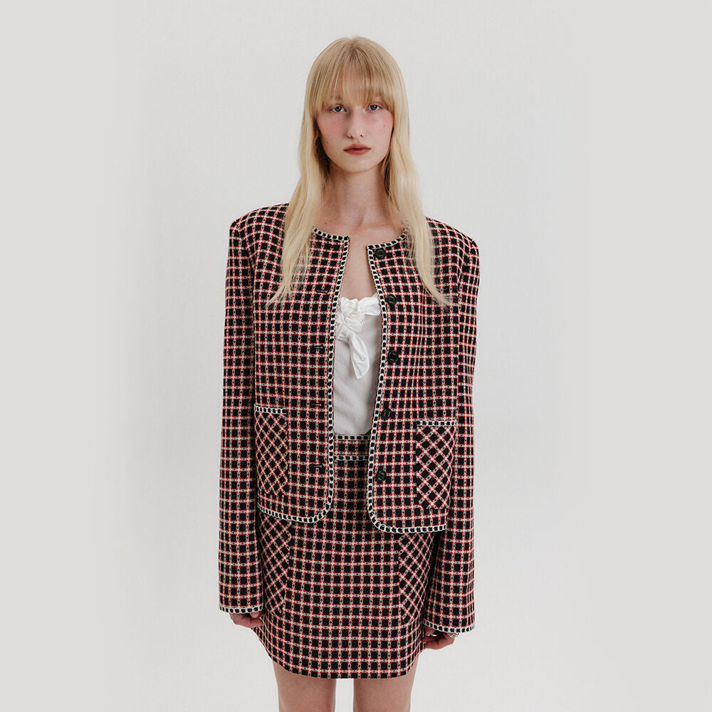 EENK Tweed Short Jacket - Red