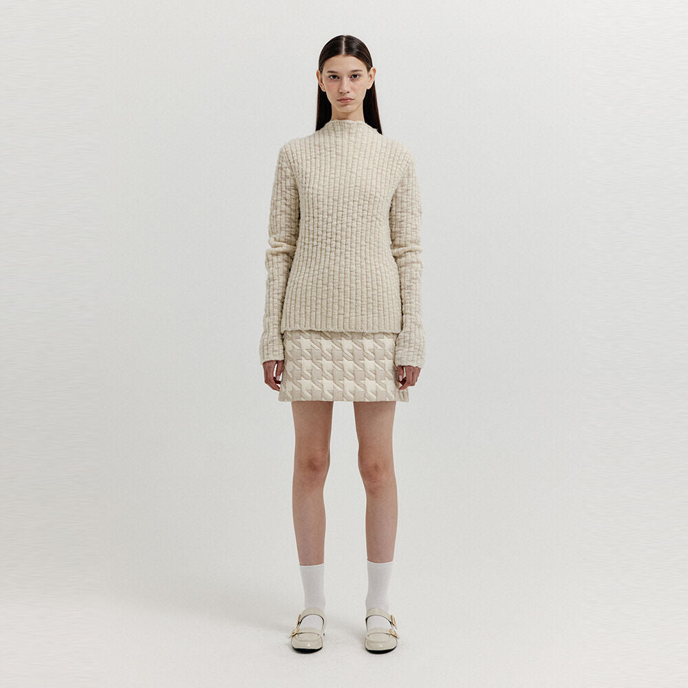 EENK XOPO Quilted Mini Skirt - Ivory