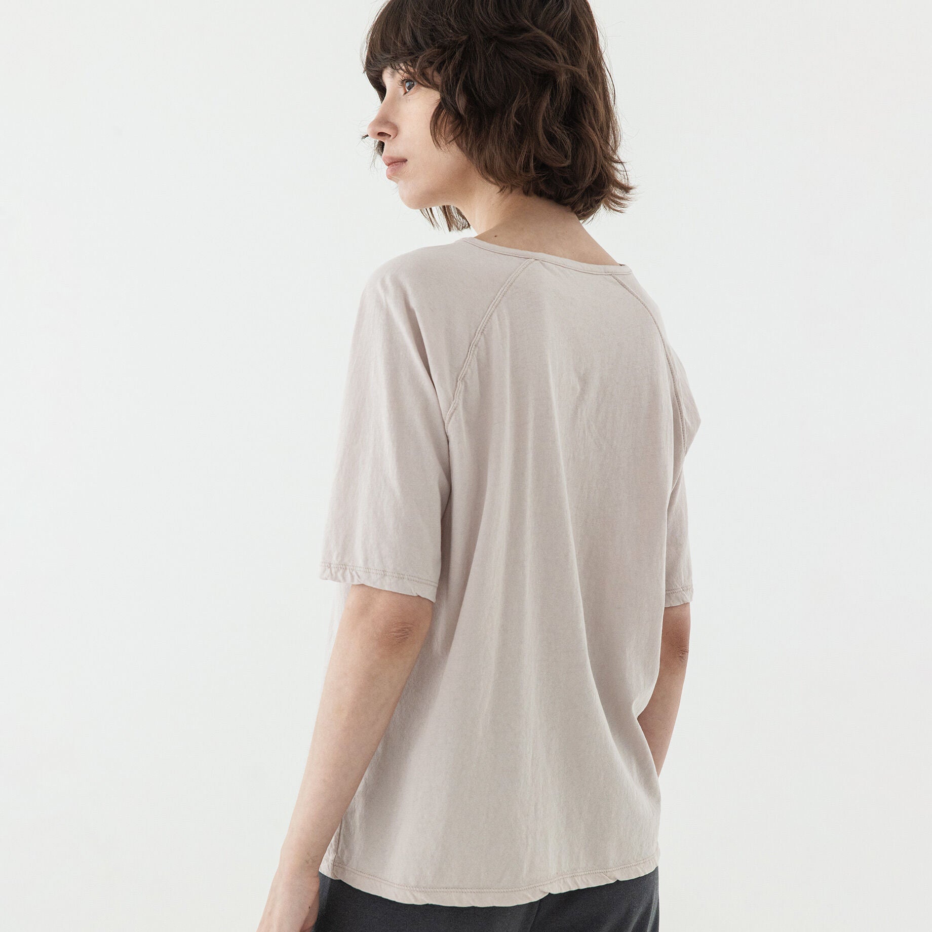 KOZNOK Maria Nagrang Layered Cotton Summer Women's Short Sleeve T-Shirt Inner Tee Indie Pink