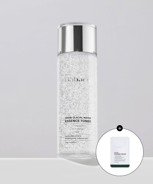 BABACO Snow Glacier Water Essence Toner 120g (+ Free Fante Barrier Cream Sachet)