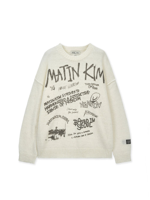 MATIN KIM MATIN KIM GRAFFITI ARTWORK KNIT PULLOVER